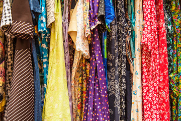 Retro dresses in a market