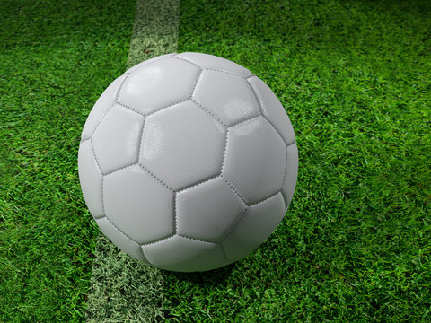 White soccer ball on the line