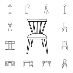 Furniture Chair icon. Set of household accessories icons. Signs, outline furniture collection, simple thin line icons for websites, web design, mobile app, info graphics