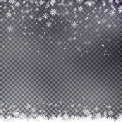 Snowflake border vector. Christmas falling snow.