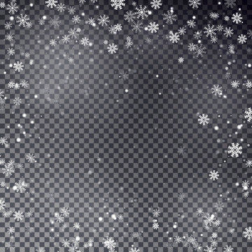 Snowflake border vector. Christmas falling snow frame.