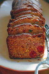 Loaf of sweet Christmas fruitcake