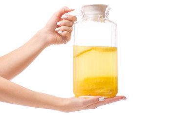 Decanter with a lemonade of hands