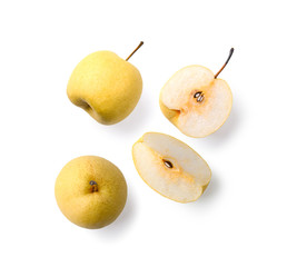 snow pear top view on white background