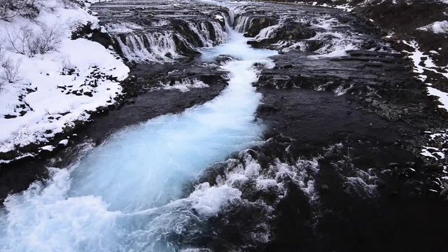 The Blue Waterfall Brúarfoss In Iceland