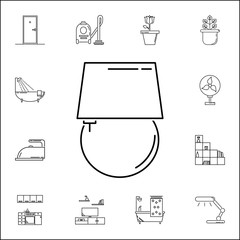 Round chandelier icon. Set of household accessories icons. Signs, outline furniture collection, simple thin line icons for websites, web design, mobile app, info graphics