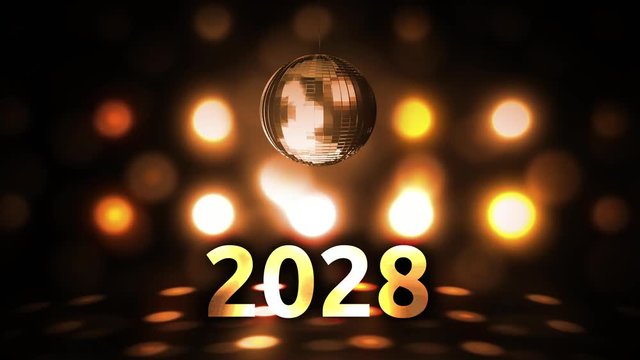 2028 New Years Eve Celebration background spinning Disco Ball Nightclub
