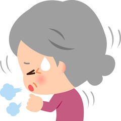 咳き込むシニア女性
