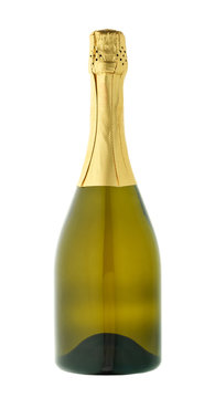 champagne bottle on white background