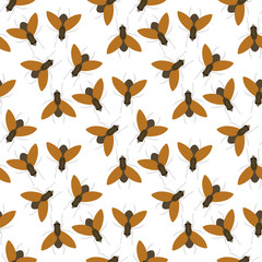 Fly insects wildlife entomology bug animal nature beetle biology buzz icon vector illustration pattern seamless background