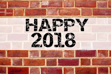 Fototapeta na wymiar Conceptual announcement text caption inspiration showing Happy 2018. Business concept for Holiday Celebration written on old brick background with copy space