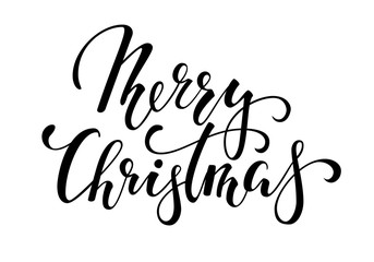 Merry Christmas. Hand drawn creative calligraphy and brush pen lettering. design for holiday greeting cards and invitations of the Merry Christmas and Happy New Year, banner, logo, seasonal holiday