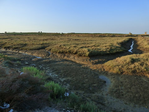 El Puerto de El Terrón en Lepe ( Huelva, Andalucia), sobre la desembocadura del río Piedras