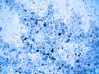 A close-up of a surface of treated blue granite rock plate. A fragment of a stone wall decoration. Colour change. Texture of bright blue granite facing material.