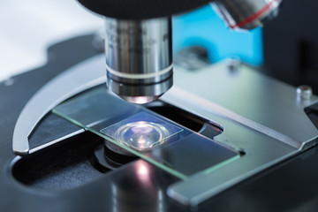 Close up of microscope at the blood laboratory