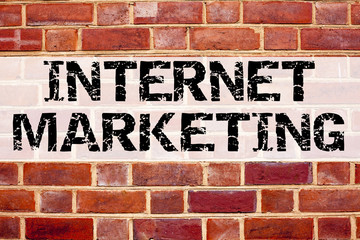 Conceptual announcement text caption inspiration showing Internet Marketing . Business concept for Technology Strategy Design written on old brick background with copy space