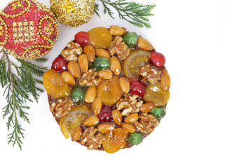 traditional fruitcake with fruits and nuts