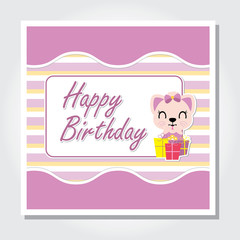 Cute kitten is happy on birthday gift vector cartoon illustration for birthday invitation card, postcard, and wallpaper