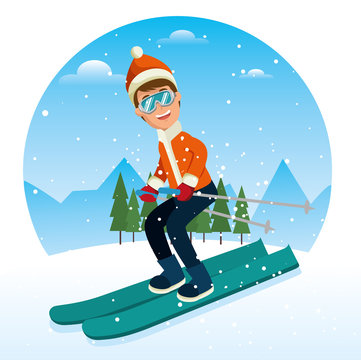 people doing winter sports vector illustration graphic design