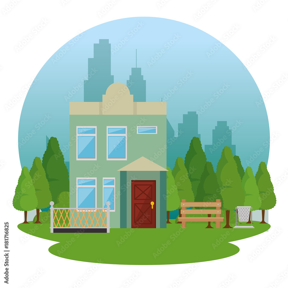 Poster beautiful and modern family house vector illustration graphic design