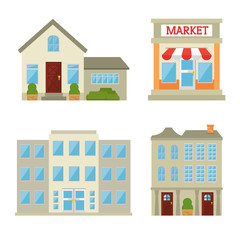 city elements set vector illustration graphic design