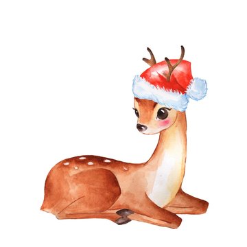 Baby Deer. Cute fawn. Watercolor illustration 4