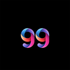 Fototapeta premium Initial lowercase letter gg, curve rounded logo, gradient vibrant colorful glossy colors on black background
