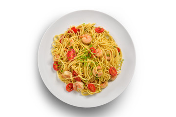 Shrimp spaghetti plate