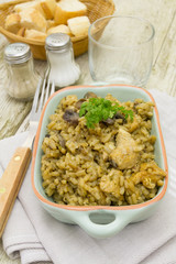risotto poulet et champignons