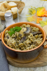 risotto poulet et champignons