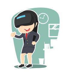 Fototapeta na wymiar businesswoman with virtual reality device– stock illustration