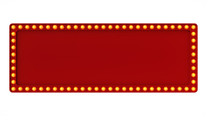 Red Marquee light board sign retro on white background. 3d rendering