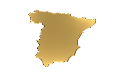 Spain Gold Map. 3D Render Illustration