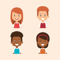 little students avatars characters vector illustration design