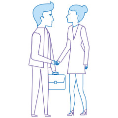 businesspeople with portfolio avatars characters vector illustration design