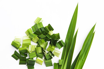 Fresh Pandan leaves isolated on white background