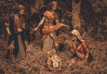 Fototapeta na wymiar Nativity scene Christmas crib background