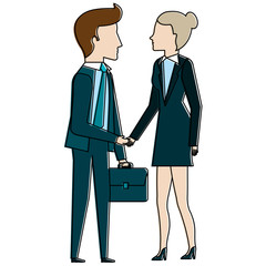 businesspeople with portfolio avatars characters vector illustration design