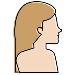 woman profile shirtless avatar character vector illustration design