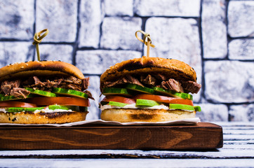 Sandwich with meat and vegetables