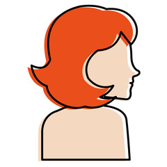 woman profile shirtless avatar character vector illustration design