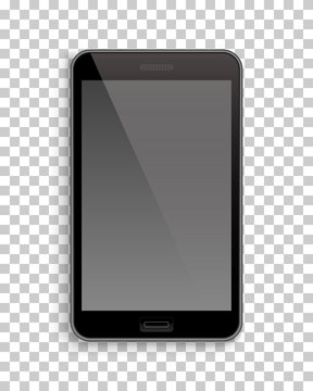 Smartphone mockup template transparent background. Modern electronic realistic device with a touch screen, vertical. Vector isolated illustration