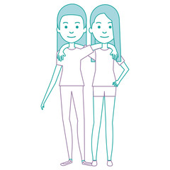 Fototapeta na wymiar couple of female friends avatars vector illustration design