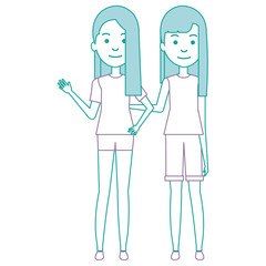 couple of female friends avatars vector illustration design