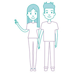 lovers couple avatars characters vector illustration design