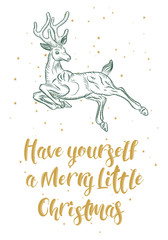 Modern and classic creative Christmas card in black, gold and white illustration. Vector