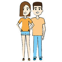 lovers couple avatars characters vector illustration design