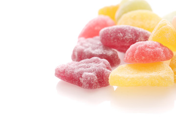 Colorful Fruit jelly candy isolated in white background
