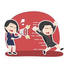 asian businesswoman shout to running employee– stock illustration