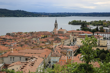 Fototapeta premium View at Arona and Lake Maggiore, Italy